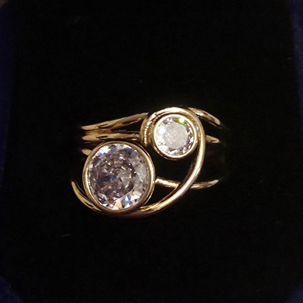 Chic Golden Moissanite Ring
